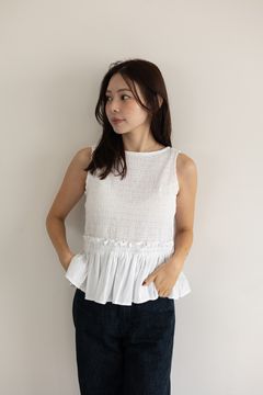 コットンシャーリングトップス (ホワイト)  Shirring Tops (White) /  26SS