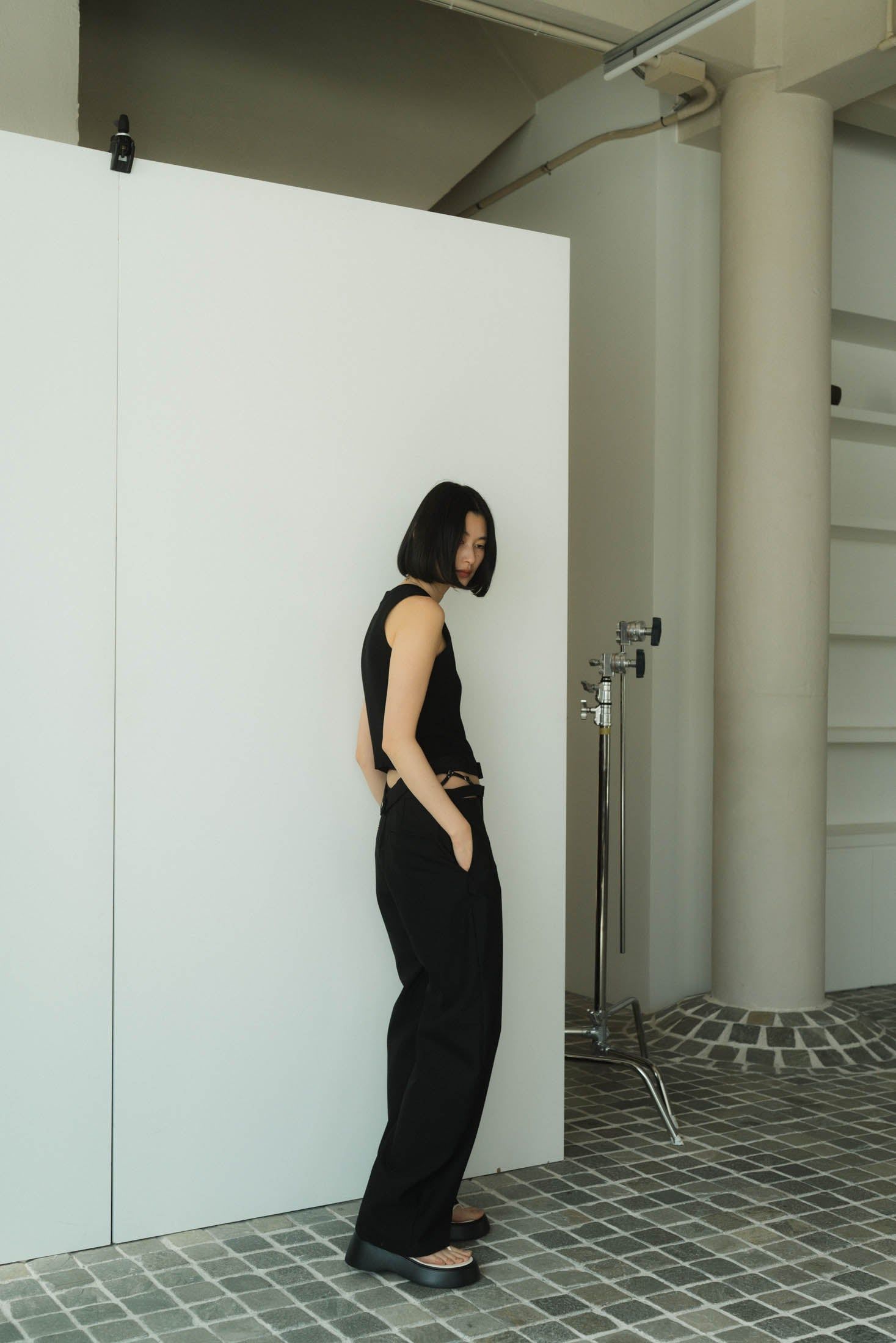 Knuth Marf - half zip knit tank top / ハーフジップ ニット