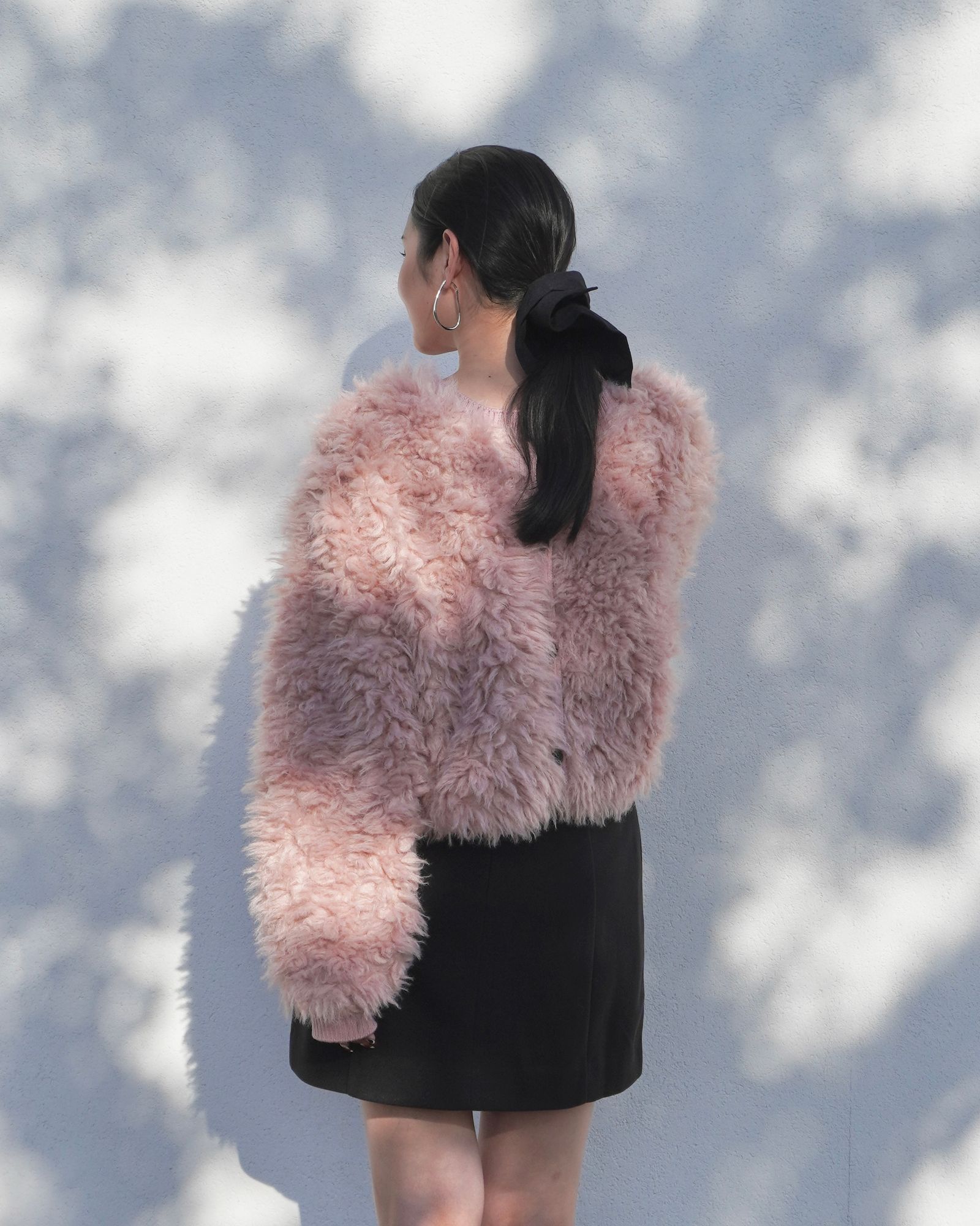 【25AW】2Way Fur×Knit Tops (ピンク) / 2ウェイファー×ニットトップス / エコファー / フェイクファー