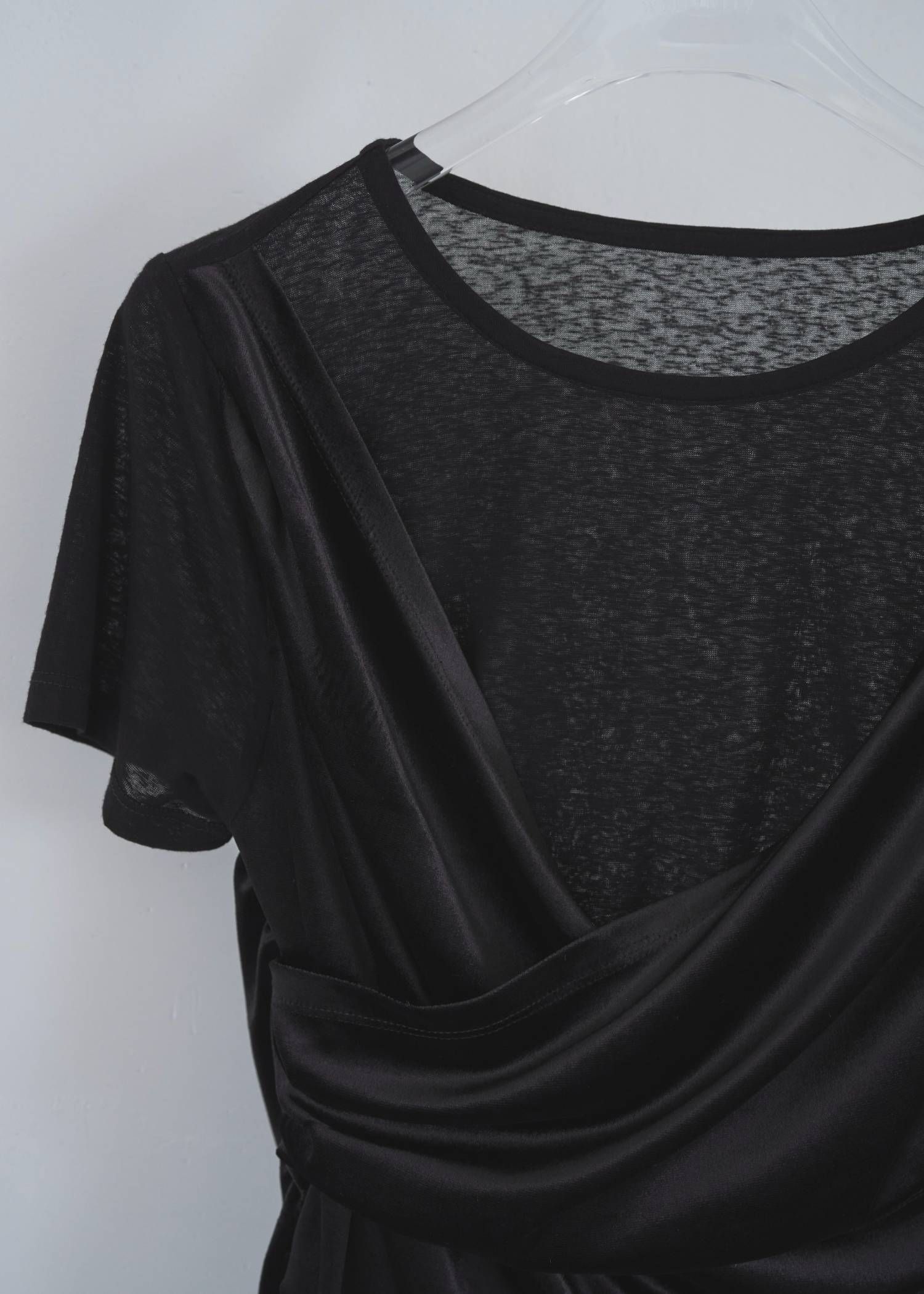 ベロア ドレープ Tシャツ (ブラック) cache coeur mix slub velour tops (Black) /  26SS