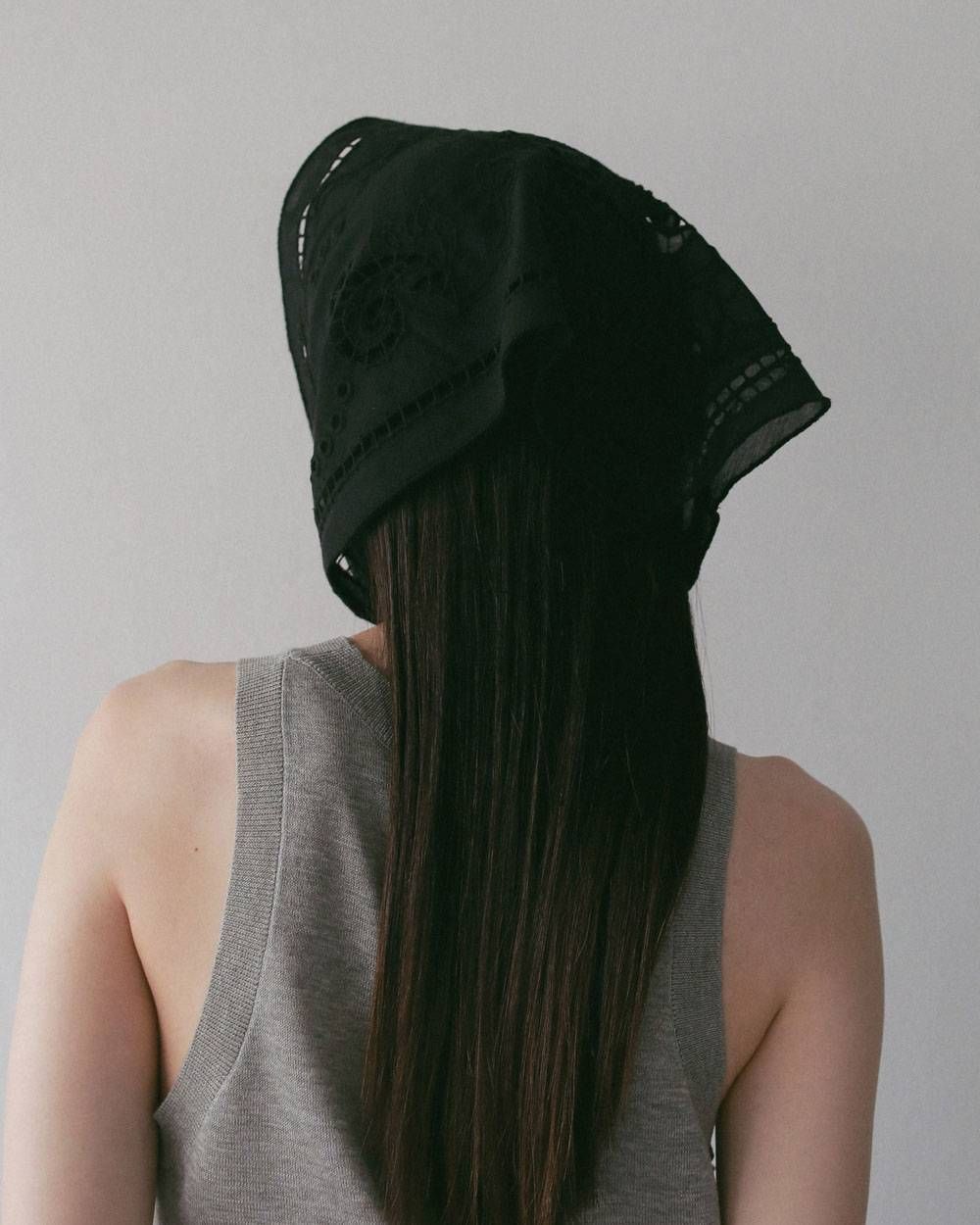 カットワークスカーフ (ブラック) Cutwork Scarf (Black) / 27SS