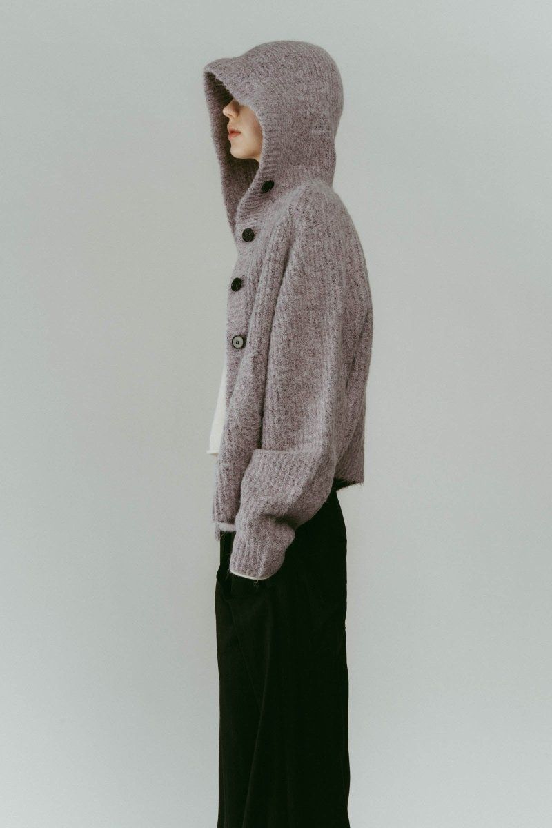 hooded cardigan knit / フーデッド カーディガンニット (ライラック) / 25AW