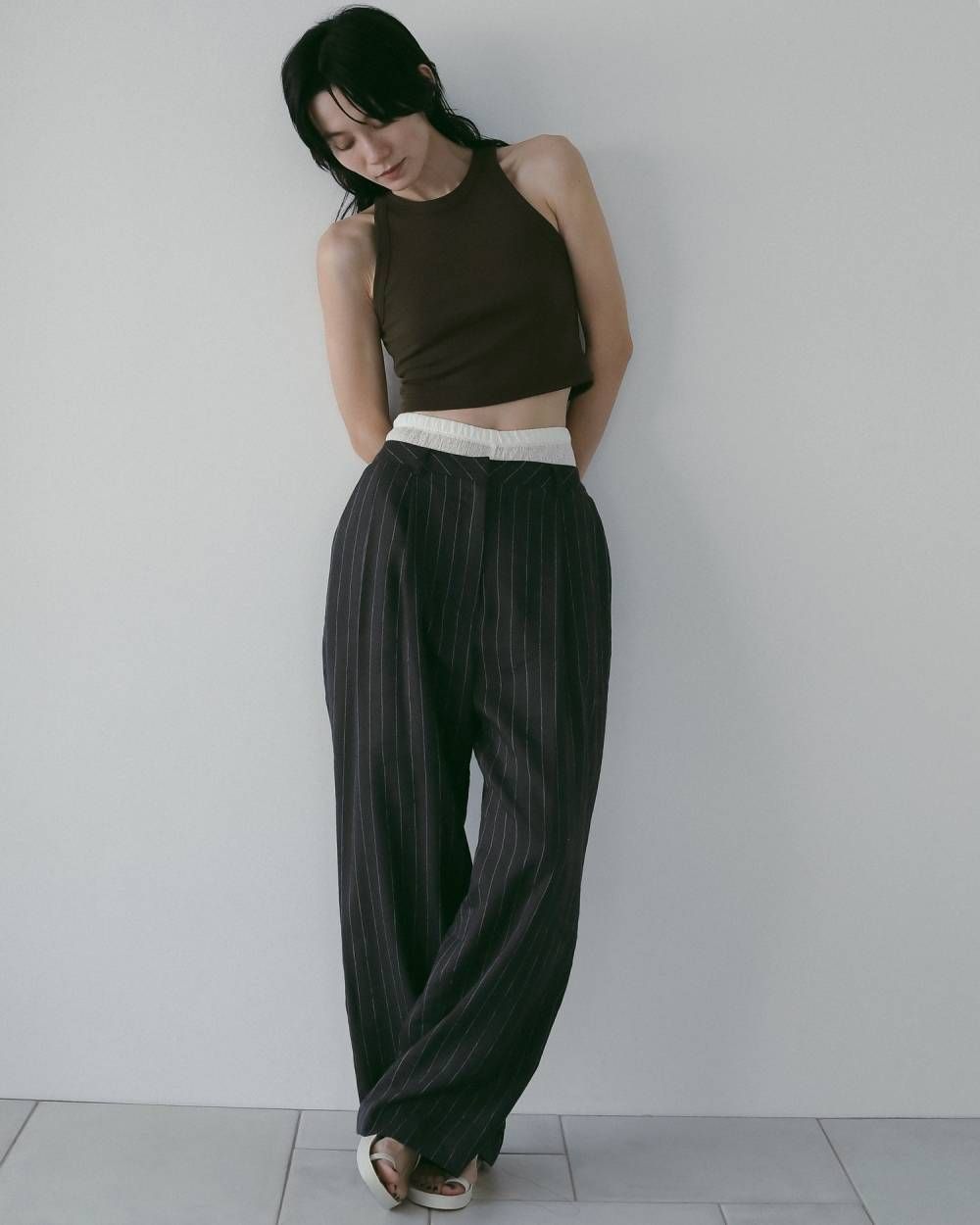リネンタックパンツ (ネイビー) Linen Tuck Pants (Navy) /  26SS