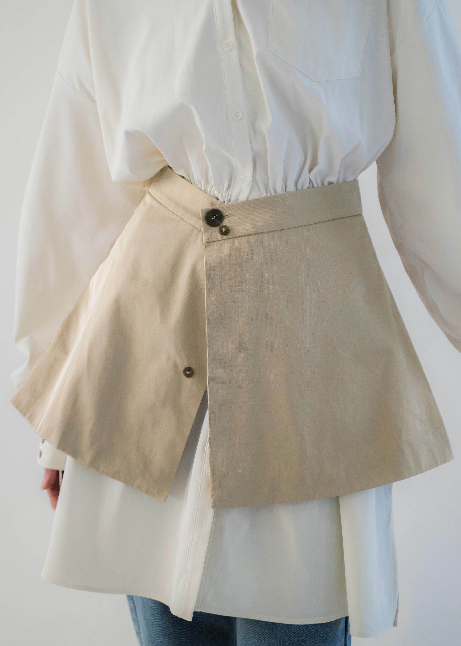 docking skirt layered like shirt OP / スカートレイヤード シャツワンピース (Tan) / 26SS