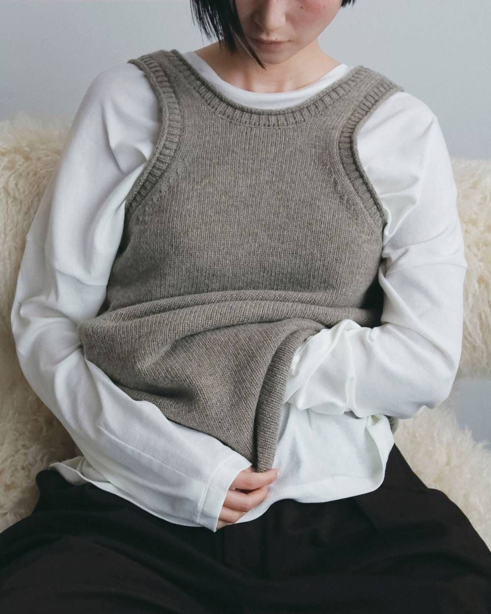 ニットロングタンクトップ (グレージュ) Knit Long Tanktop (Graige) / 26AW 【6月29日まで期間限定予約】
