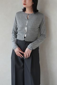 シルクブレンドショートカラーカーディガン (グレー)