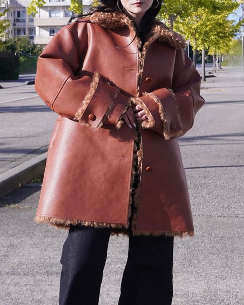 【25AW】Vintage Like Fake Mouton Reversible Coat (テラコッタ) / ヴィンテージライクムートン リバーシブルファーコート / エコファー / フェイクファー