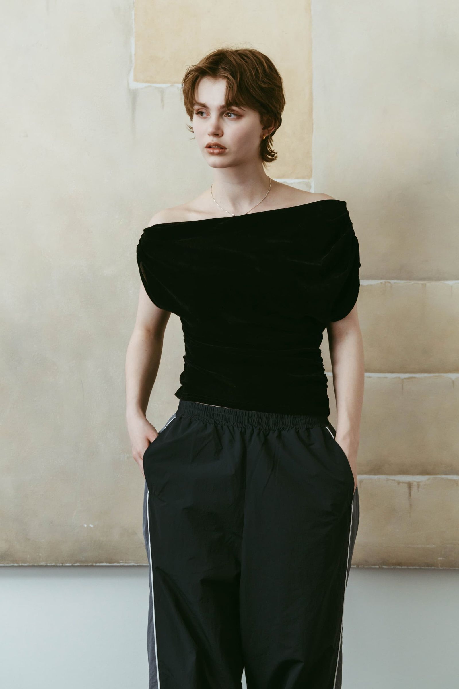 シアーベロア トップス (ブラック) sheer velour top (Black) /  26SS