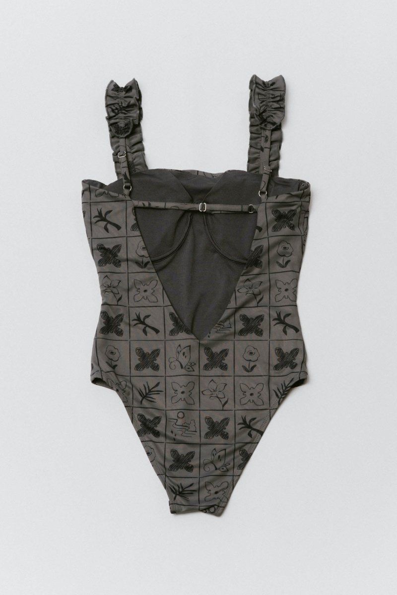 Knuth Marf - 【即日発送】back open flower swim suit / バック