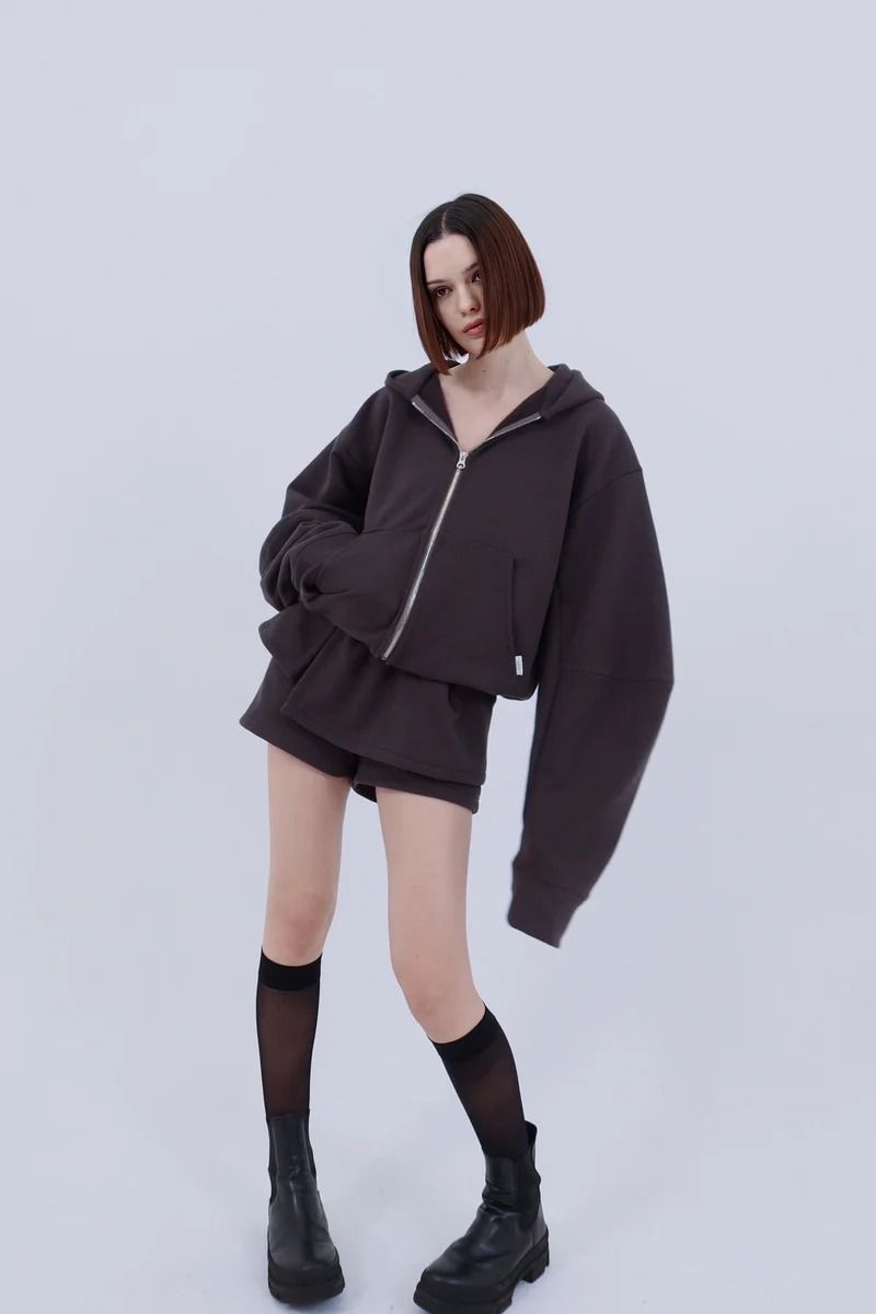 Edge forme ZIP hoodie / エッジフォーム ジップフーディ (チャコール)