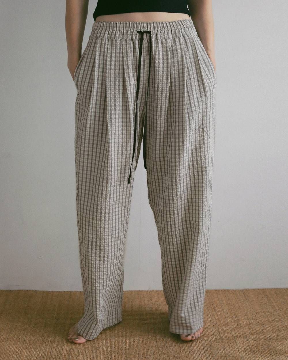 シアサッカー ルーズパンツ (アイボリー) Suckercheck Loose Pants (Ivory) / 27SS
