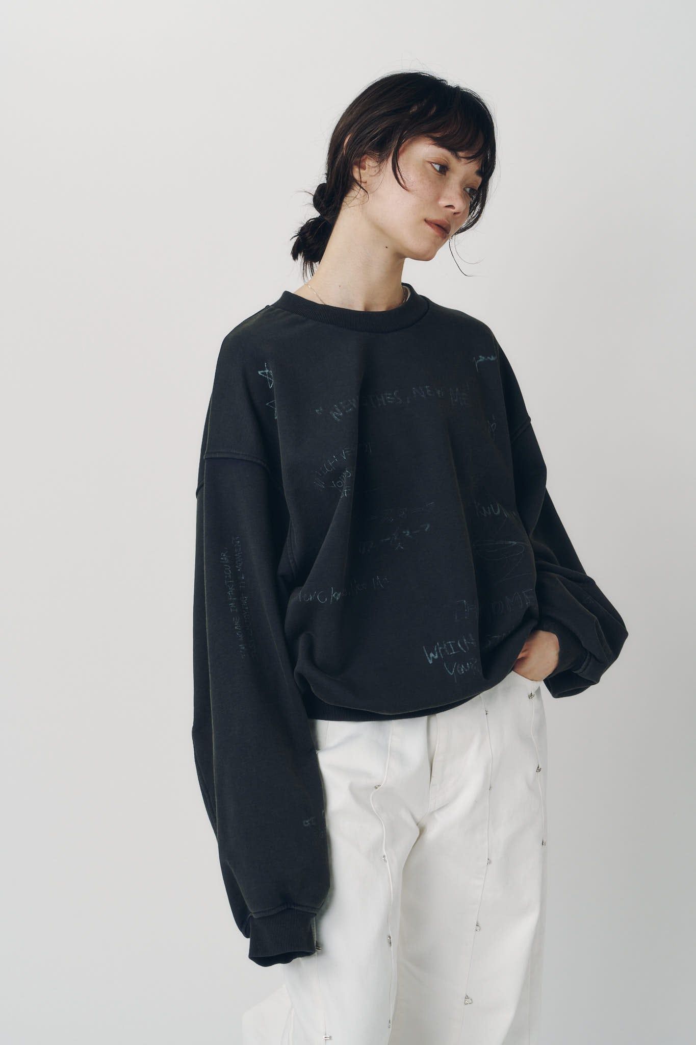 メッセージ スウェット (チャコール) message sweatshirt(unisex) (Charcoal) / 26AW