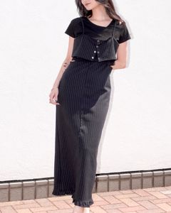 レイヤード3ピース ワンピース (ブラック) asymmetry layered 3 piece stripe OP (Black) /  26SS