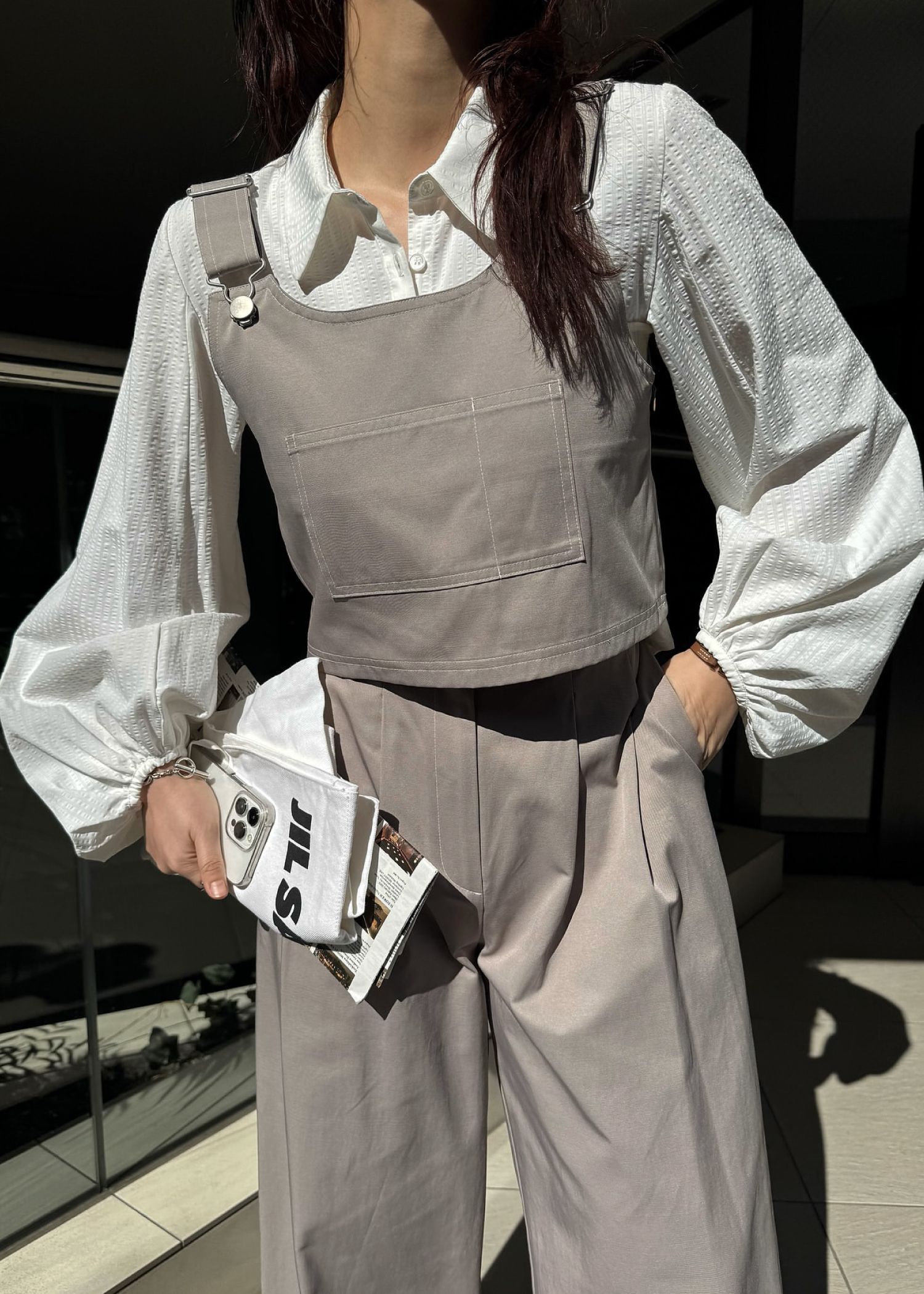 2piece roll up suspenders all-in-one (Caffe mocha) / 2ピースサスペンダーオールインワン (カフェモカ) / 26SS