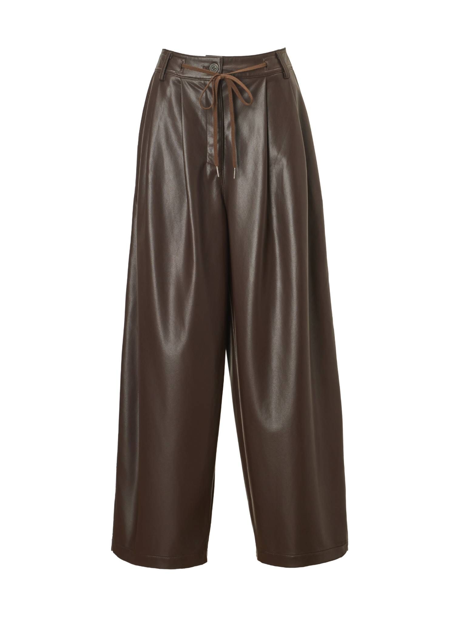 シンセティックレザーパンツ (アーモンド) soft synthetic leather relaxed tuck PT (Almond) /  26AW