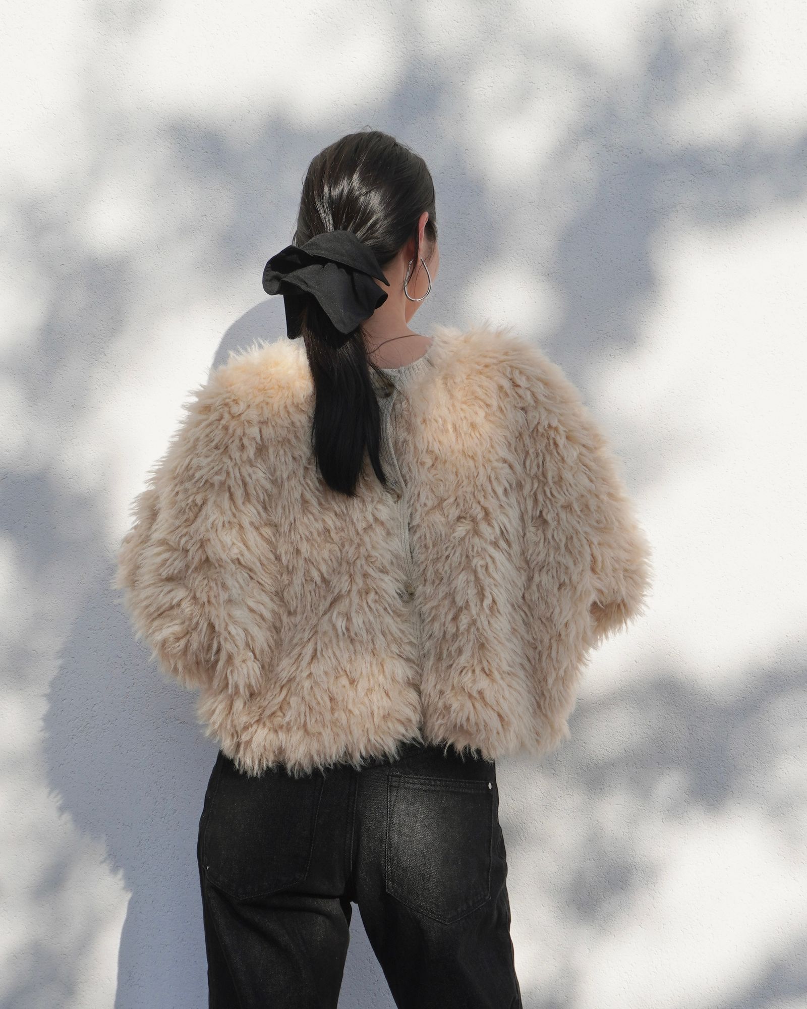 【25AW】2Way Fur×Knit Tops (クリーム) / 2ウェイファー×ニットトップス / エコファー / フェイクファー