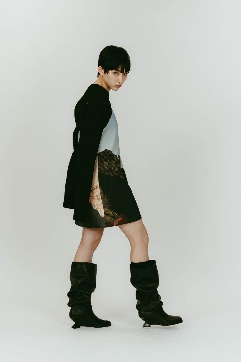 drape long boots (Black) / ドレープロングブーツ (ブラック) / 26SS