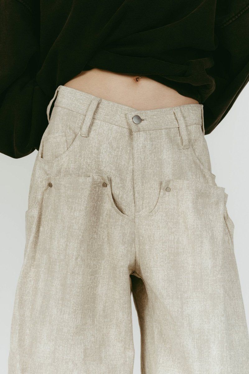 cling drape denim pants(unisex) (Greige) / ドレープデニムパンツ (グレージュ) / 26SS