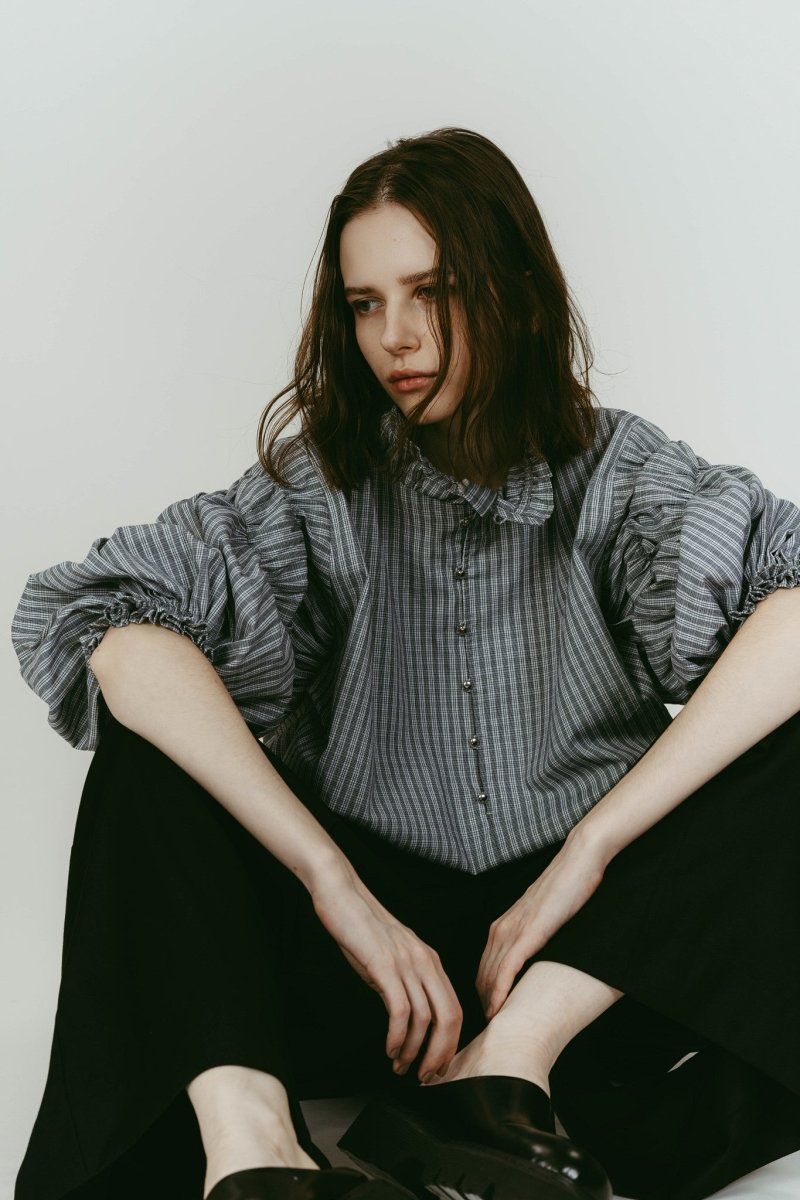 many way frill blouse (Check) / メニーウェイ フリルブラウス (チェック) / 26SS