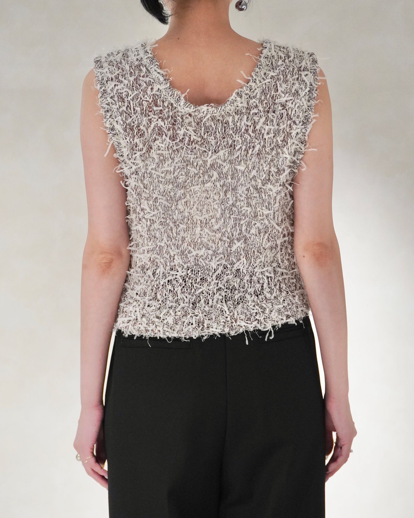 ミックスヤーン ニットベスト (アイボリー) Mixyarn Knit Vest (Ivory) / 26SS
