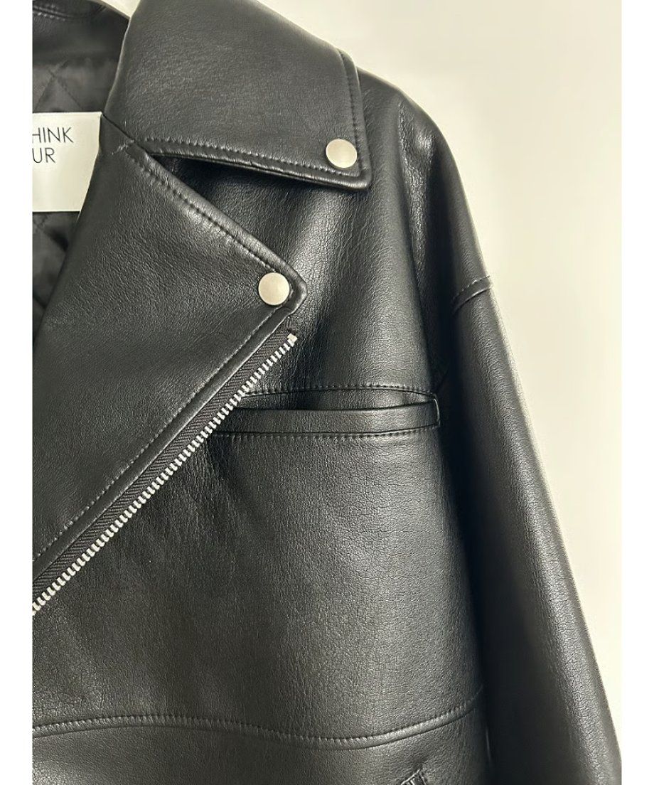 【25AW】Eco Leather Riders Jacket (ブラック) / エコレザーライダースジャケット / フェイクレザー