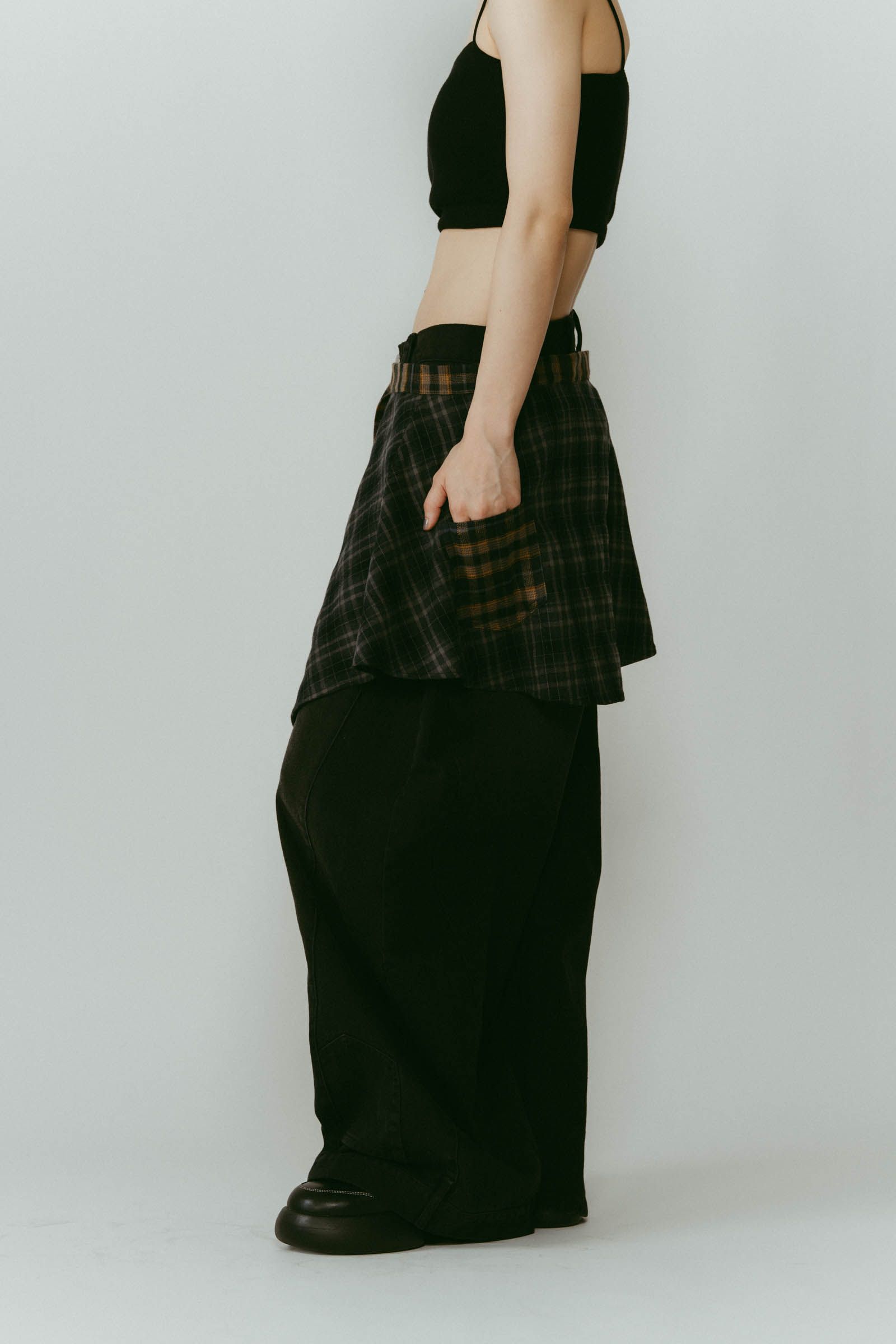 shirt wrap denim pants / シャツ巻き デニム (ブラック) / 25AW