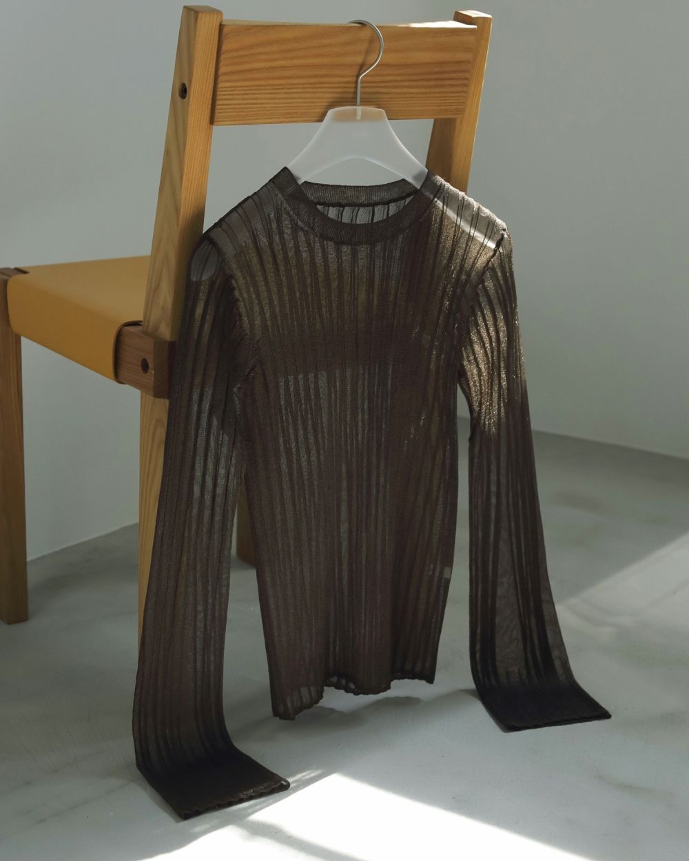 Flare Sheer Knit / フレアシアーニット (ブラウン)