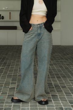 side line studs denim / サイドライン スタッズデニム (サックスベージュ) / ユニセックス