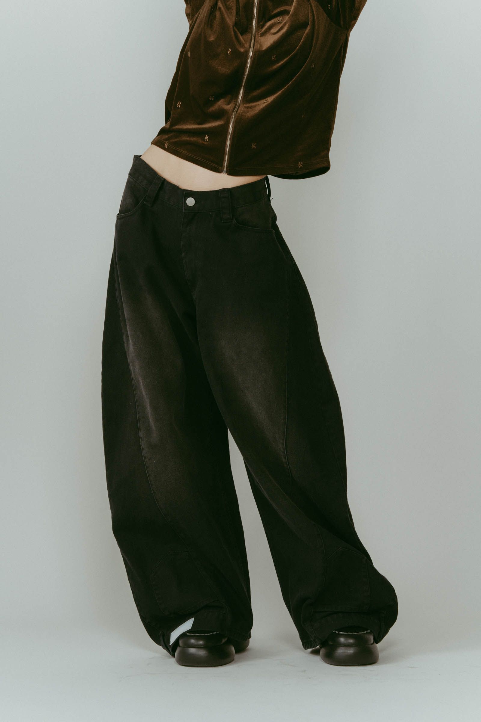 shirt wrap denim pants / シャツ巻き デニム (ブラック) / 25AW