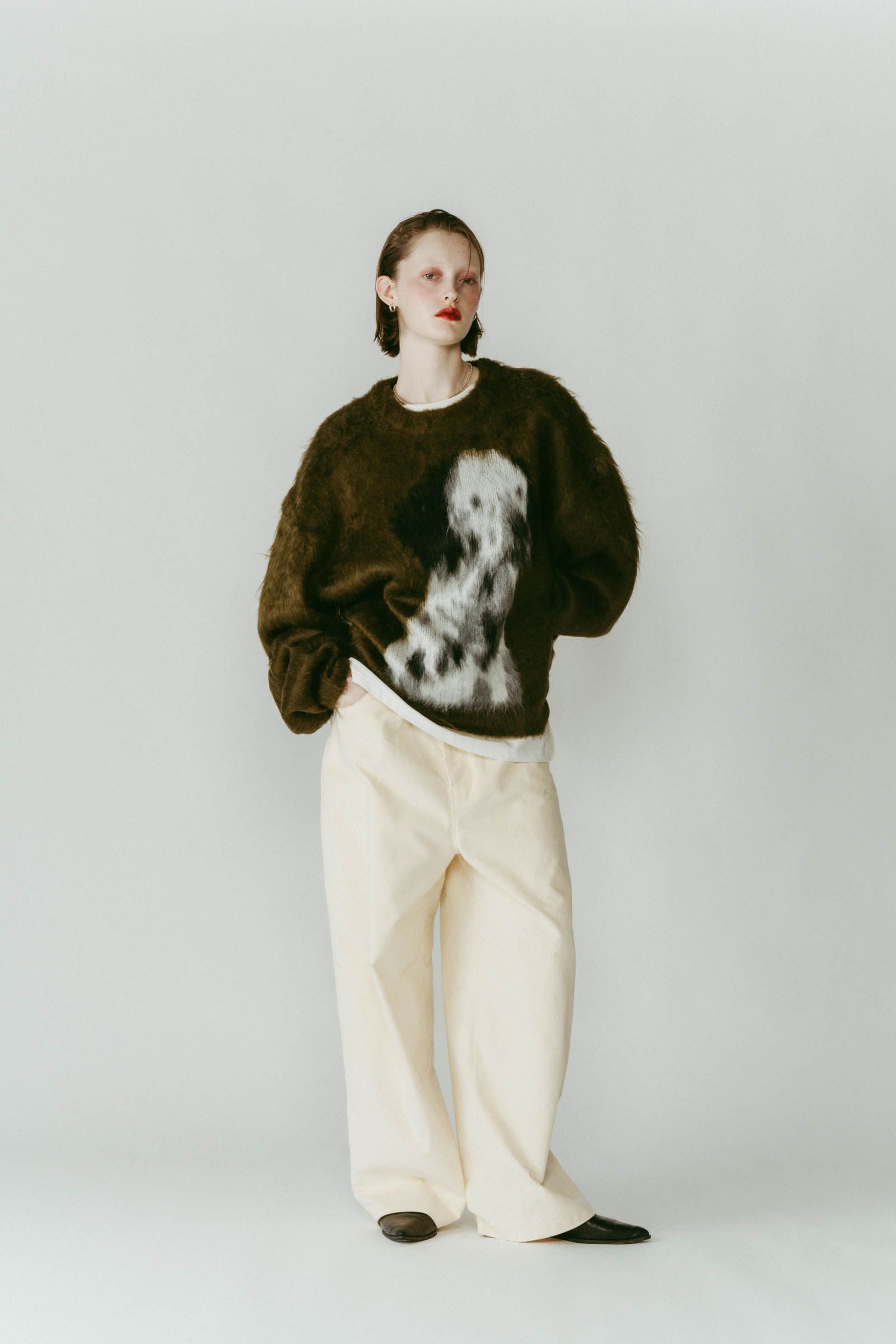 dalmatian shaggy knit(unisex) / ダルメシアン シャギーニット (グリーン) / 25AW