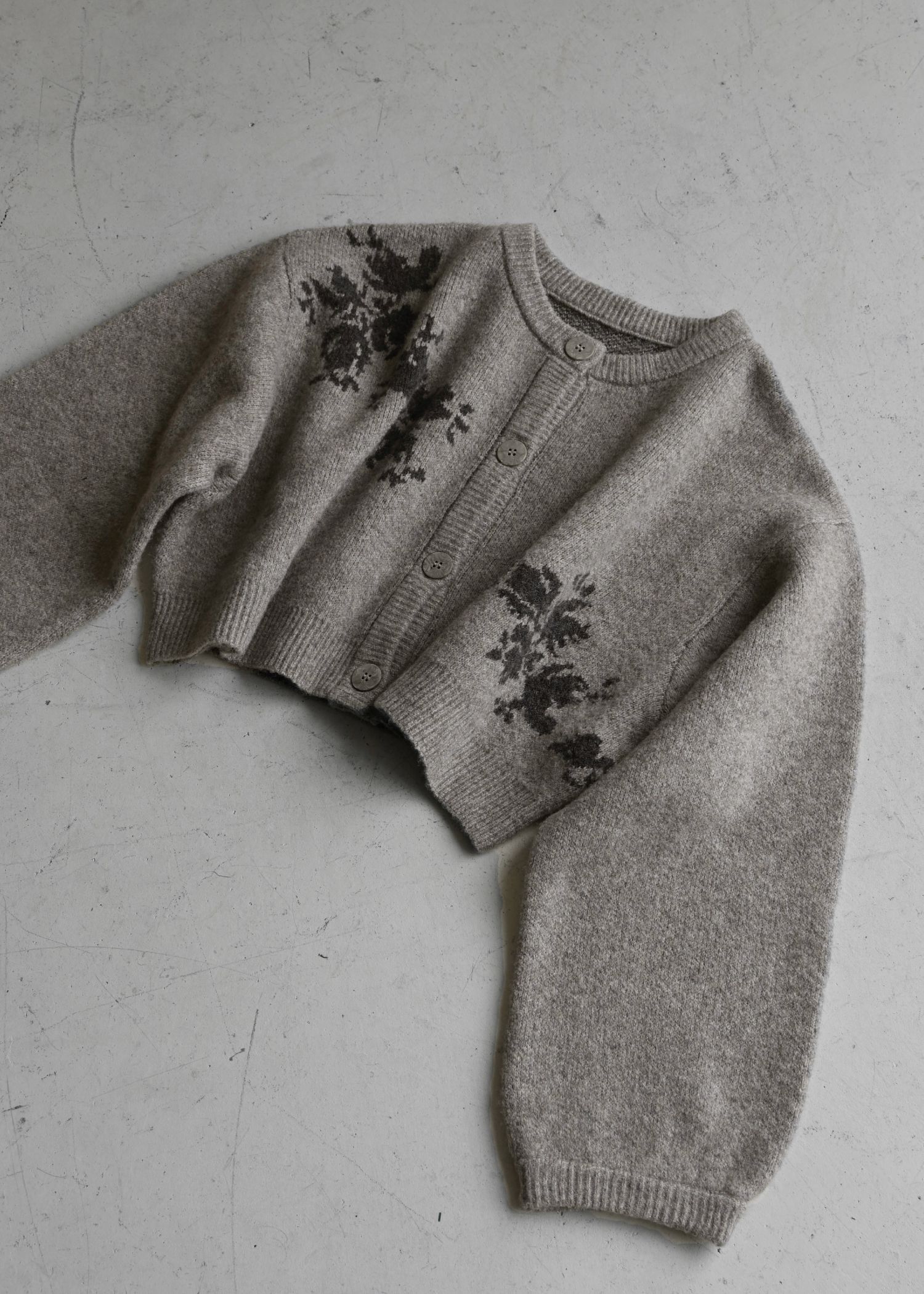 cropped flower jacquard knit cardigan / フラワージャガード ニットカーディガン (ミックス) / 25AW /
