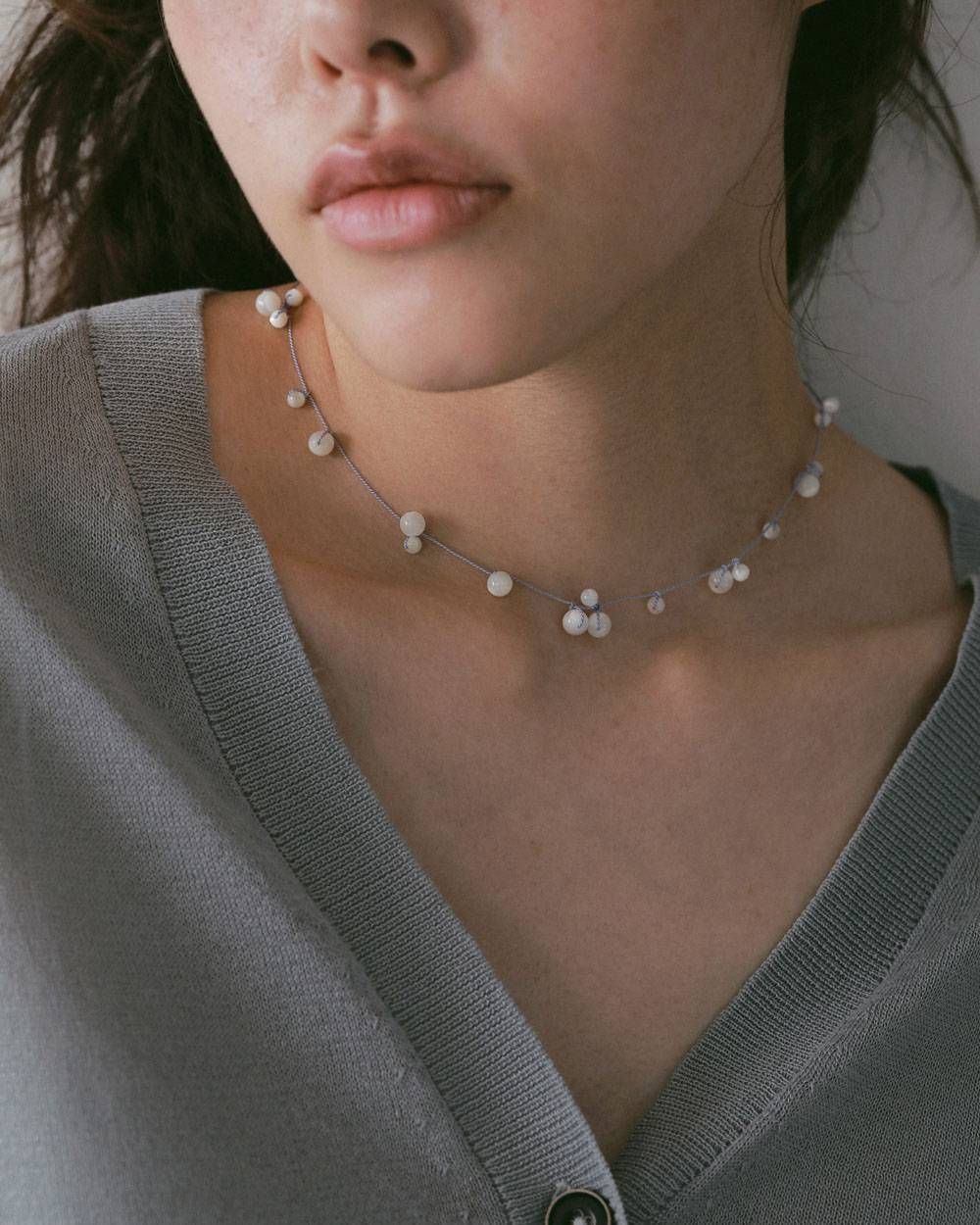 シルクコードネックレス (ラベンダー) Stone Silkcord Necklace (Lavender) / 27SS