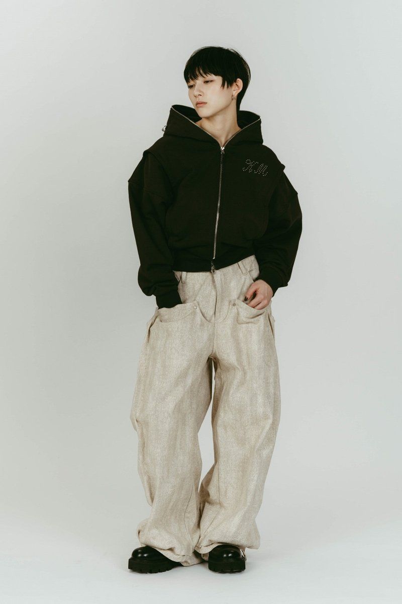 pierced hooded sweatshirt (Charcoal) / ピアス スウェットフーディ (チャコール) / 26SS