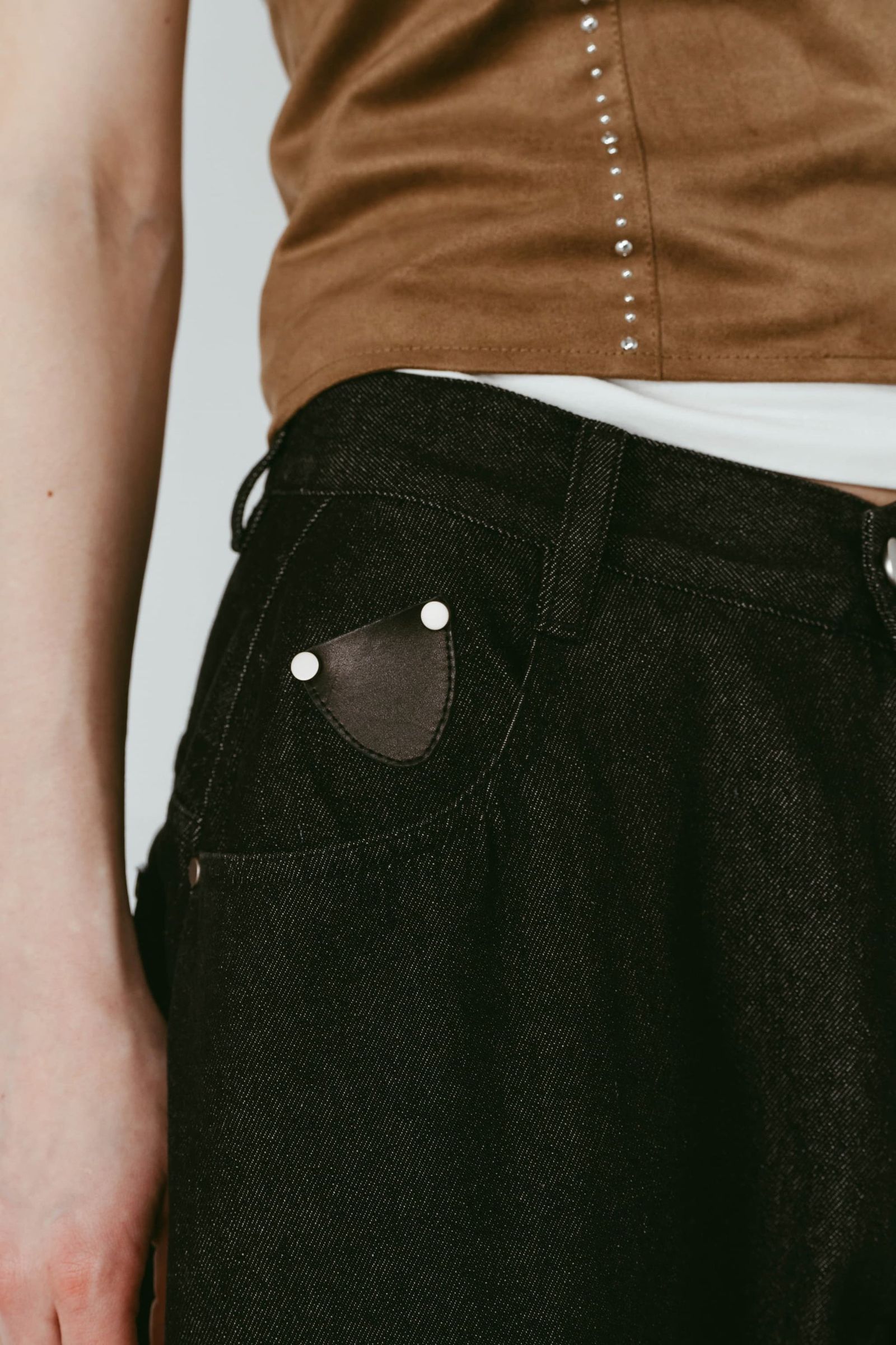 ワイドベルボトムデニムパンツ (ブラック) wide bell-bottom denim pants (Black) /  26SS