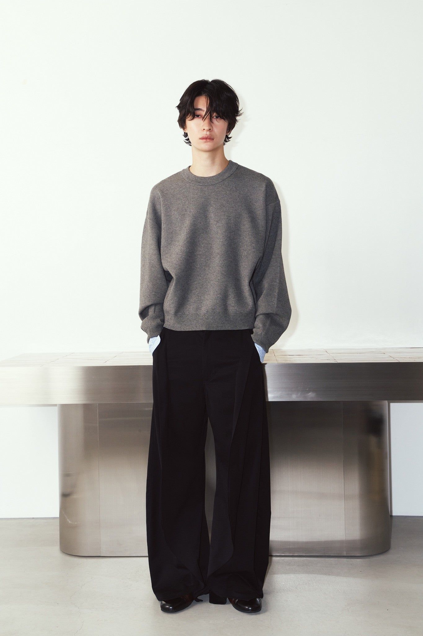 【UNISEXサイズ】2ウェイ ノームコア ニット (グレー) 2way cuffs normcore knit(unisex) (Gray) / 26AW