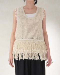 フリンジ ニットタンクトップ (アイボリー) Fringe Knit Tanktop (Ivory) / 26SS