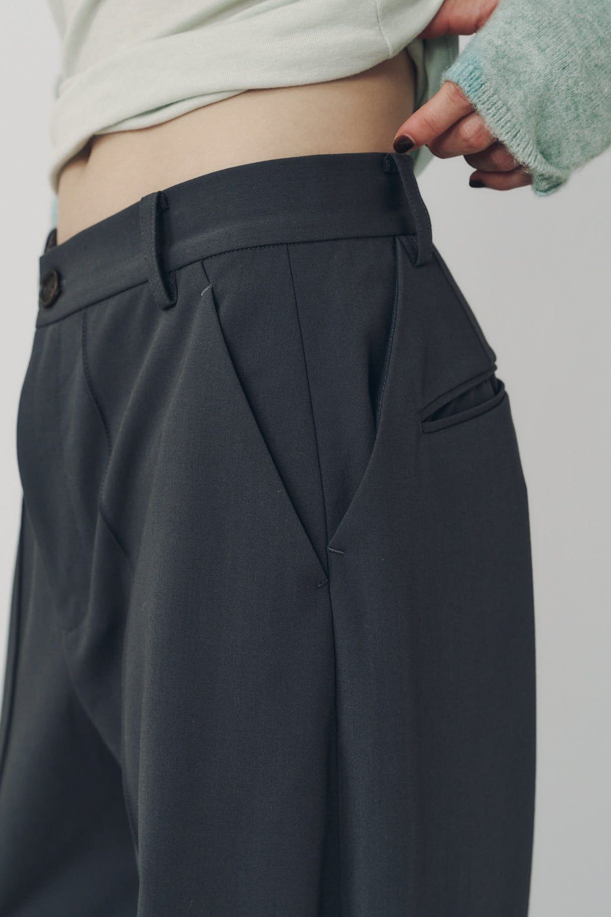 ダブルヘムトラウザー (グレー) double hem trousers(unisex) (Gray) / 26AW