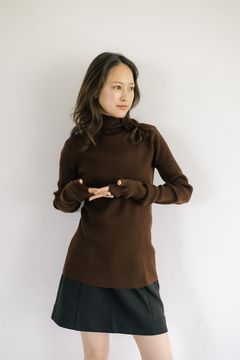 ハンドウォーマーリブトップス (ブラウン) Hand warmer ribbed top (Brown) / 26AW