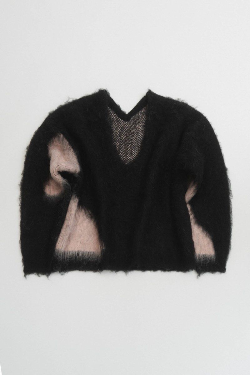 Knuth Marf - Uneck knit pullover (unisex) / Uネックニットプルオーバー (ピンクブラック) | Sir  online store / サー オンラインストア