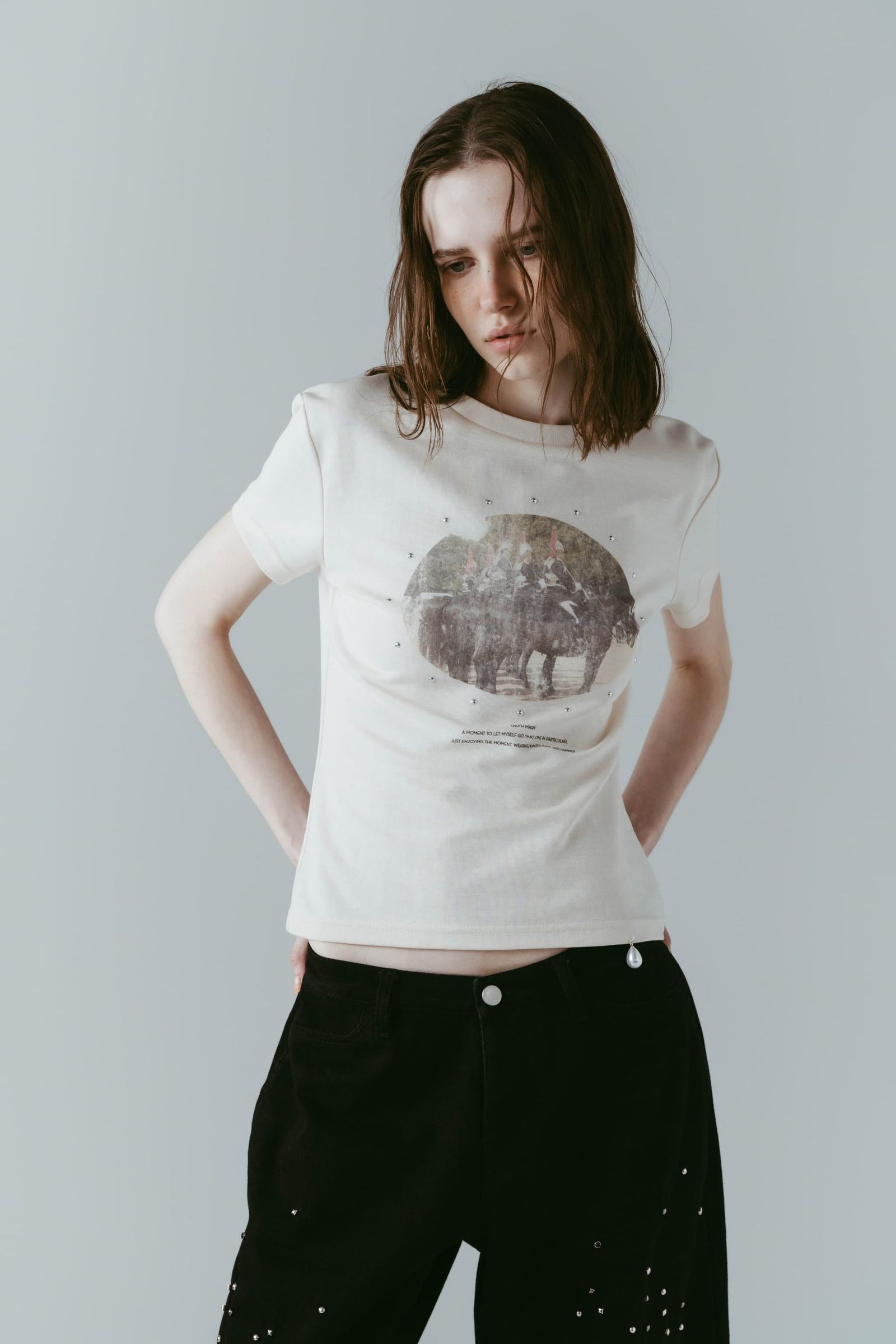 スタッズコンパクトTシャツ (アイボリー) studded compact tee (Ivory) /  26SS