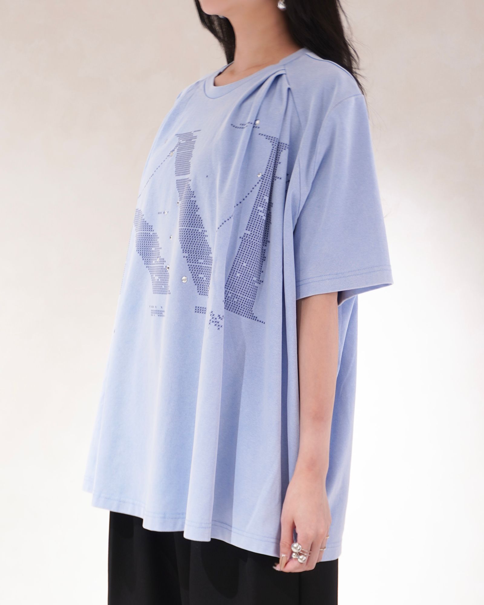 タック オーバーサイズTシャツ (ブルー) tuck detail oversized tee(unisex) (Blue) /  26SS