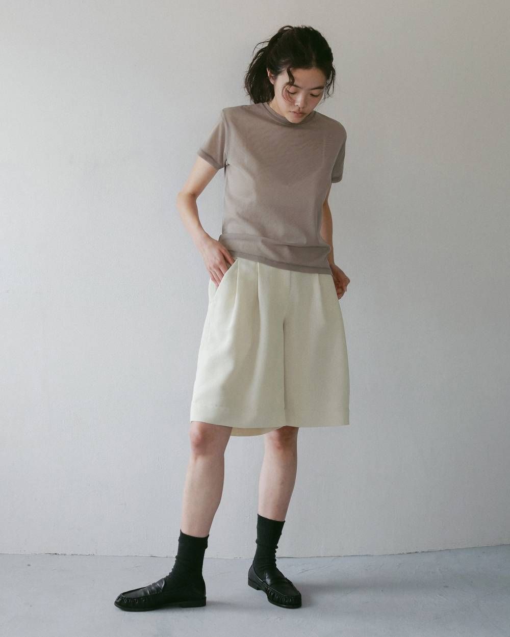 シアーチュールTシャツ (ベージュ) Sheer Tulle T-shirts (Beige) / 27SS