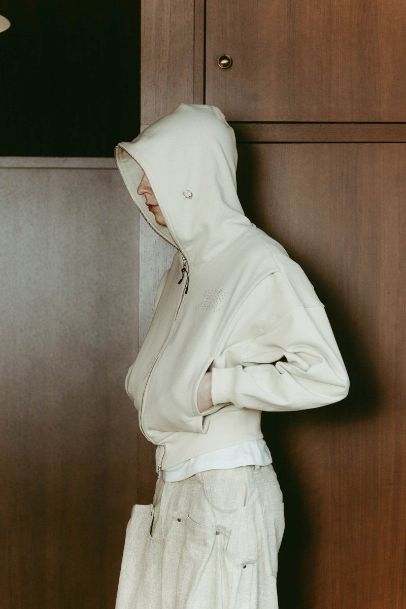pierced hooded sweatshirt (Lightbeige) / ピアス スウェットフーディ (ライトベージュ) / 26SS