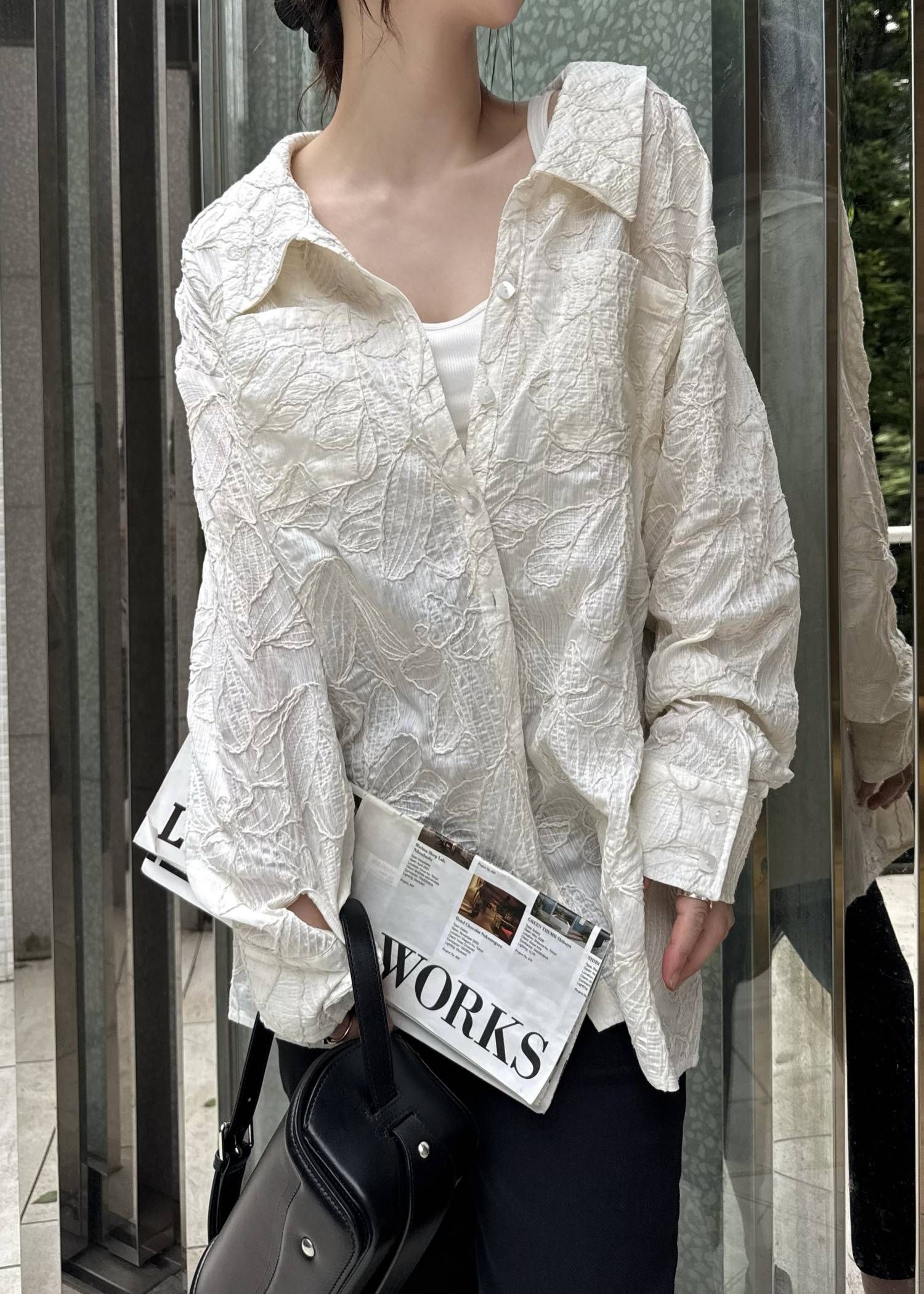 エンブロイダリー リラックス シャツ (アイボリー) thread embroidery relax SH (Ivory) /  26SS