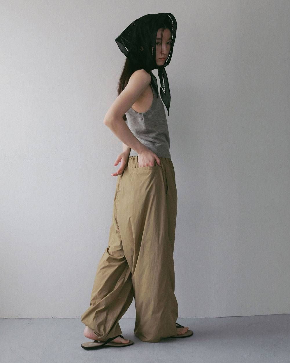 シアー ナイロンパンツ (ベージュ) Sheer Nylon Pants (Beige) / 27SS