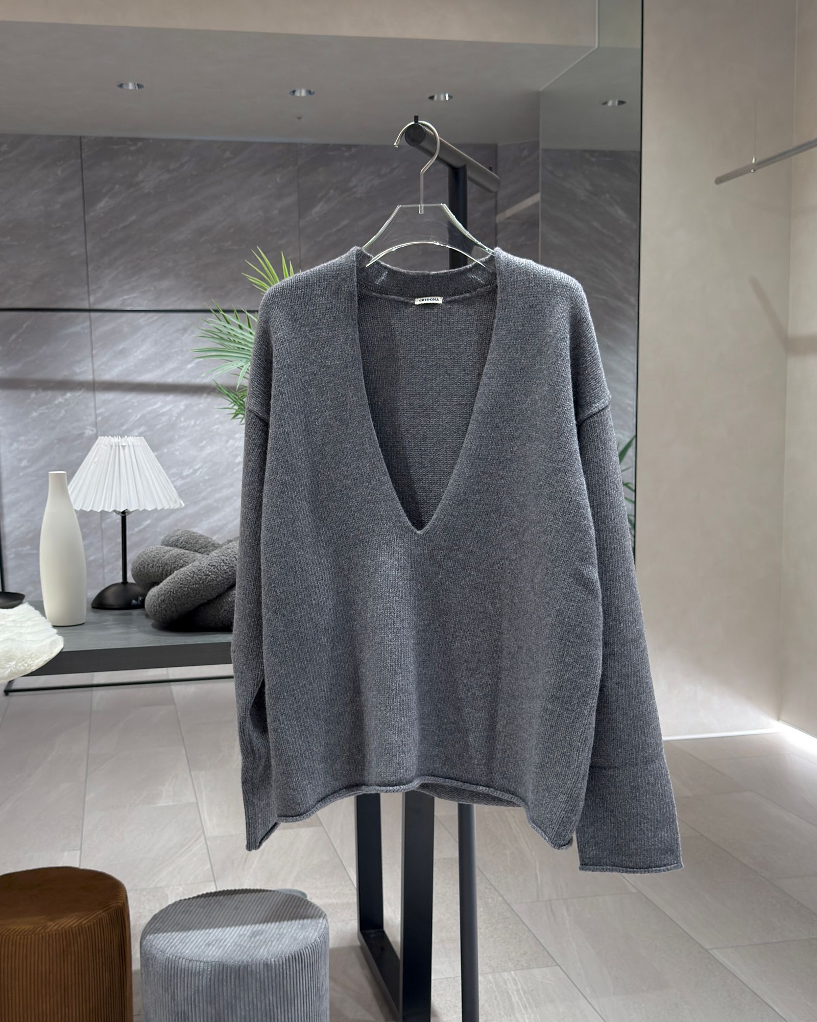 【25AW】HAMILTON V NECK KNIT / ハミルトン Vネックニット (グレー)