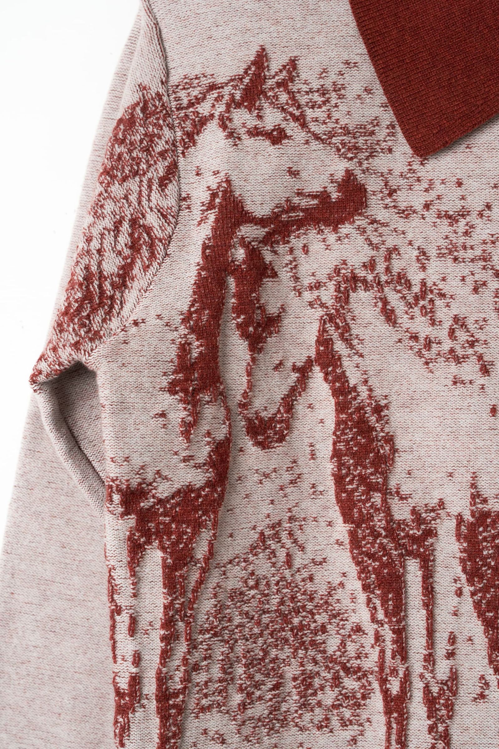 ジャガードポロニット (レッド) jacquard polo knit (Red) / 26AW