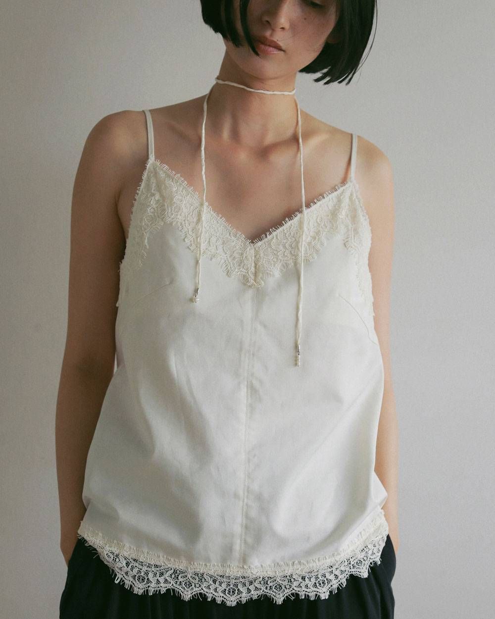 ツイルレース キャミソール (アイボリー) Twill Lace Camisole (Ivory) / 27SS