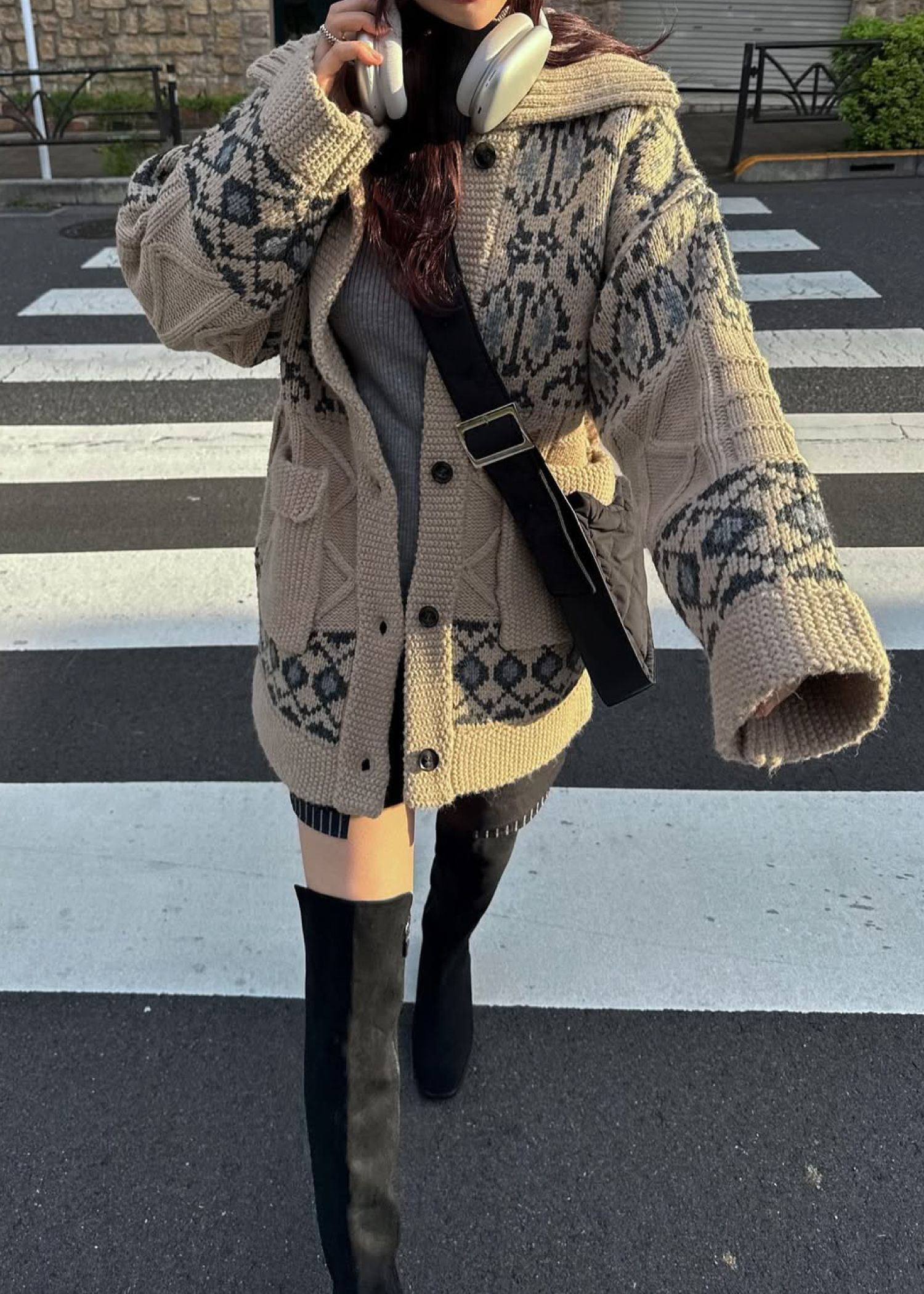 nordic pattern knit cowichan jacket / ノルディック カウチンニットジャケット (タン) / 25AW /