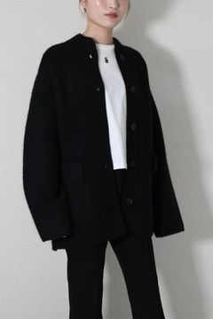 RACCOON MIX CARDIGAN COAT / ラクーンミックス カーディガン ニットコート (ブラック)